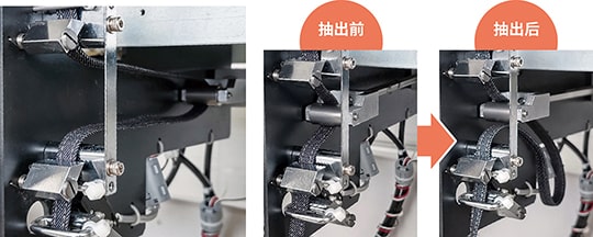 褲攀抽出裝置 抽出前 抽出后